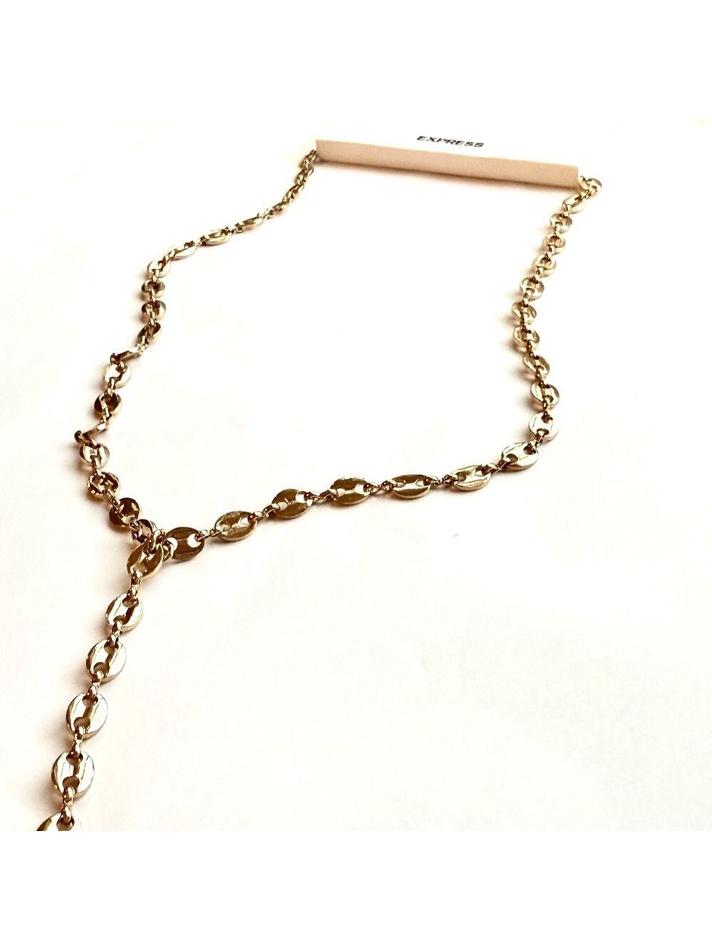 EXPRESS Gold Tone Lariat Chain Necklace NWT - Picture 3 of 6
